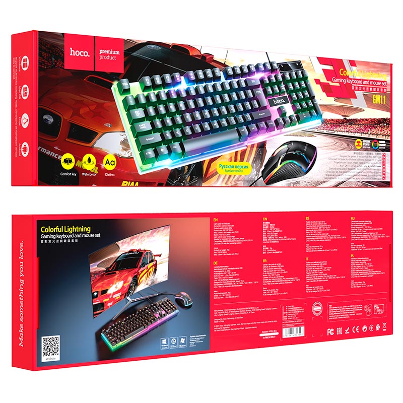 Keyboard + mouse set “GM11 Terrific glowing” RGB EN / RU